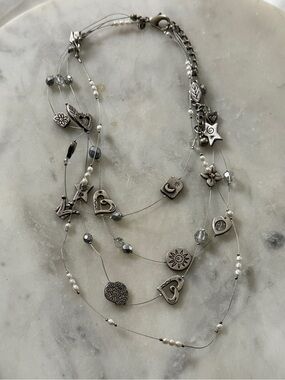 Chico's Silver Tone Multi-Layered Illusion Vintage Freshwater Baroque Pearl Lot